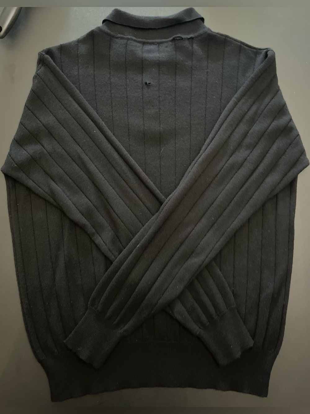Lord & Taylor Black Ribbed Long-Sleeve Polo - Picture 2 of 3